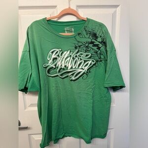 Vintage Graphic Billabong Green Tshirt Tee Shorr Sleeve, size XXL